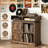 Record Player Stand With Sliding Doors, Holds 450 Albums, With Charging Station, Brown-341744535
