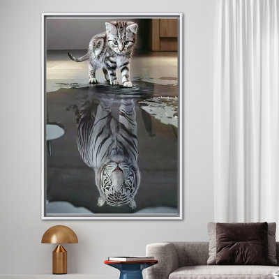 Tiger Reflection Cat, Cat Lover Gift Wall Decor, Success Canvas Art, Cat Art Canvas, Tiger Reflection Cat Art, Tiger Artwork,