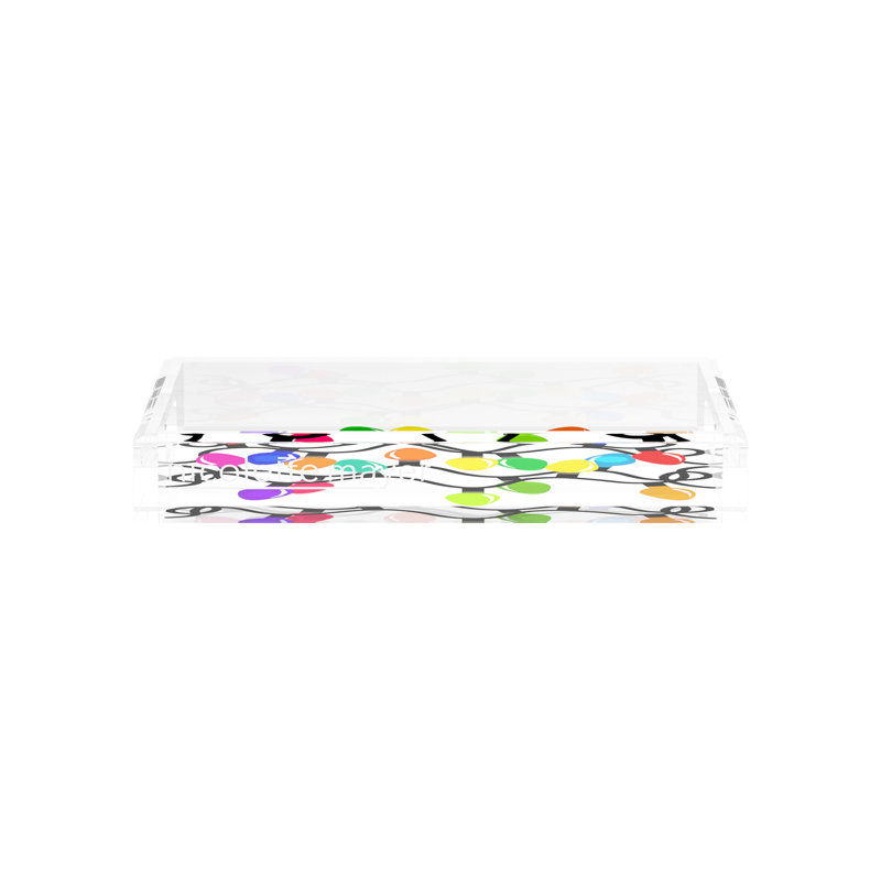Plateau décoratif rectangulaire en acrylique à motifs primaires de Noël, L 12,5 po x P 7,75 po x H 2 po