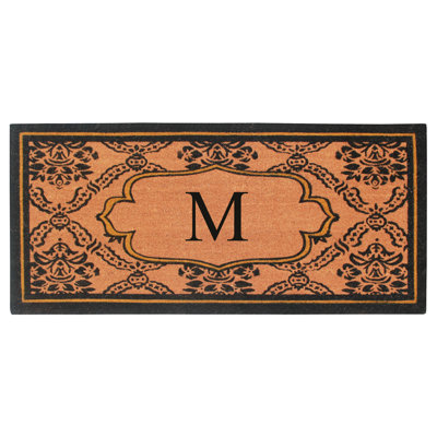 Albertina Monogrammed Natural Coir Door Mat – Ornate Scrollwork Design, 30" × 60", Heavy-Duty, Durable & Easy to Clean