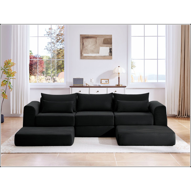 Ensemble de canapé modulaire rembourré modulaire avec configuration personnalisable et coussins moelleux pour des espaces de vie polyvalents