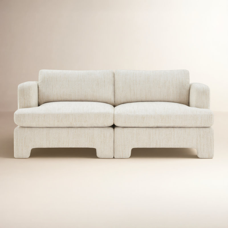 Jolie 77'' Upholstered Modular Sectional Loveseat, Mellow Natural Textured Boucle