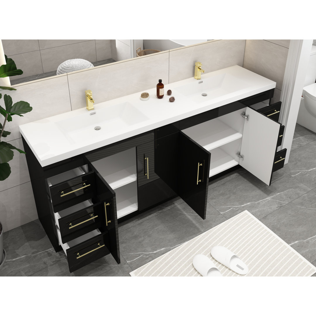 Brower 83.44'' Double Bathroom Vanity with Acrylic Top Willa Arlo™ Interiors Base 
