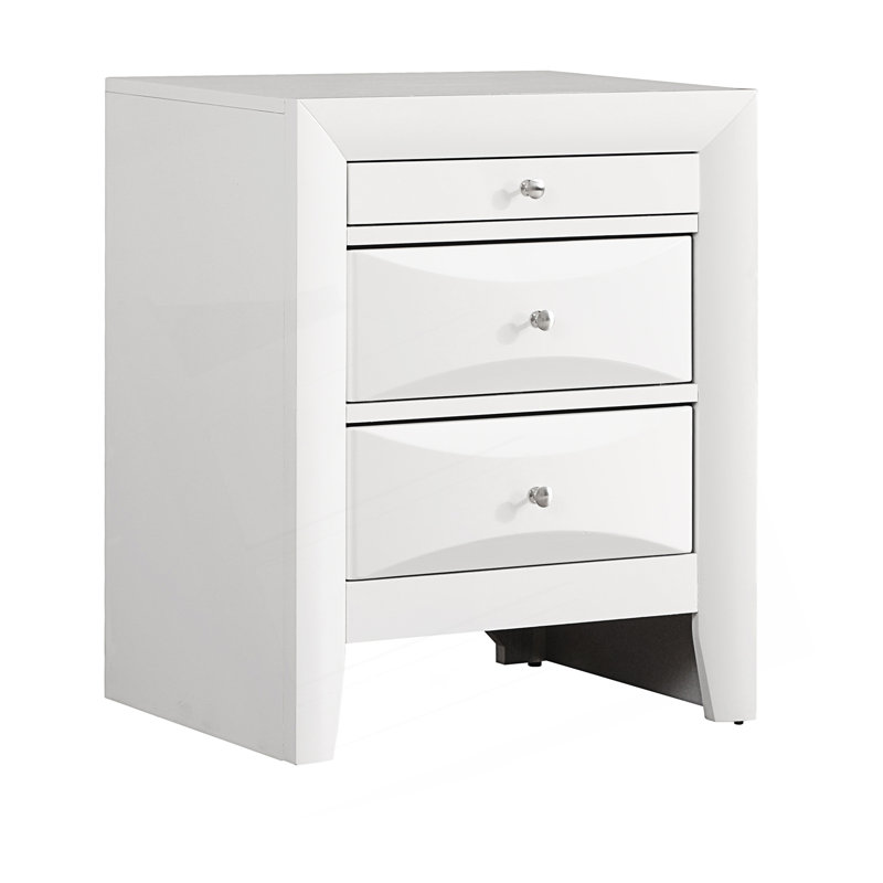 Table de chevet 3 tiroirs, table d'appoint, White