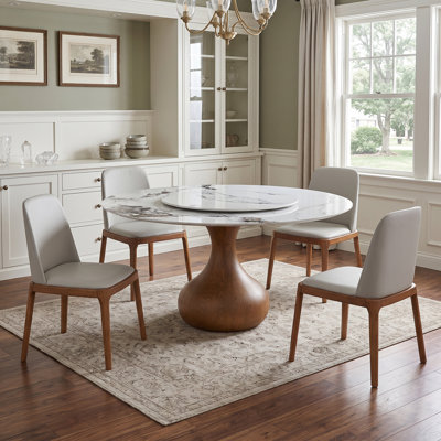 59" Round Sintered Stone Table With Lazy Susan