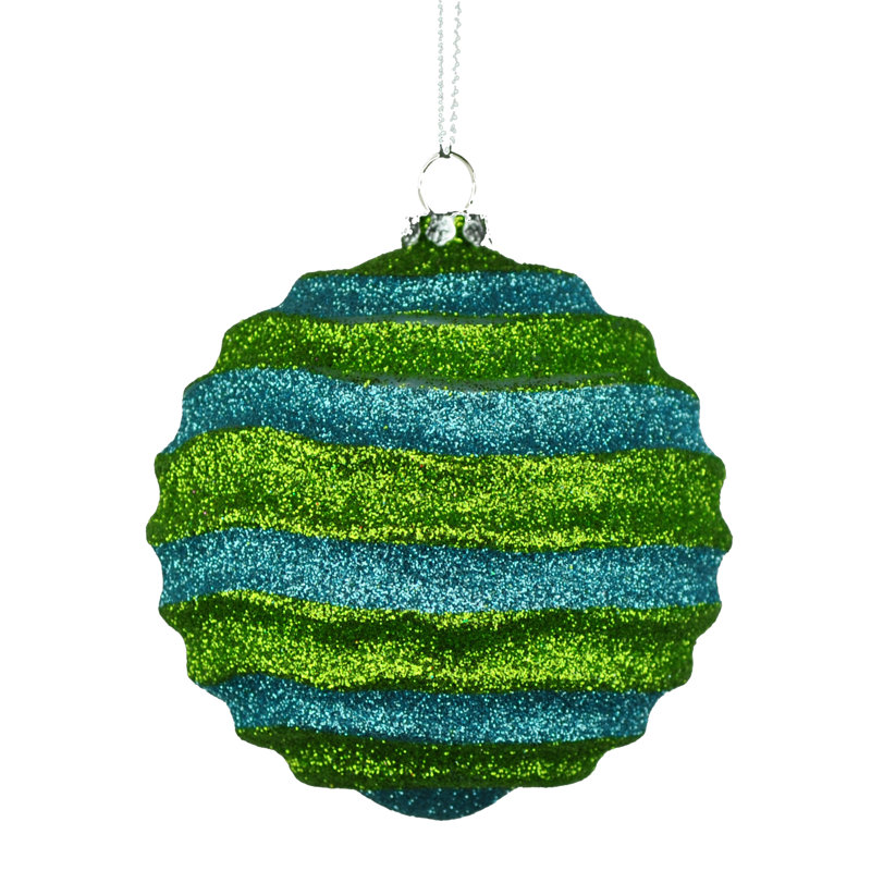 Ensemble d'ornement boule 12 pièces, Vert lime / bleu sarcelle