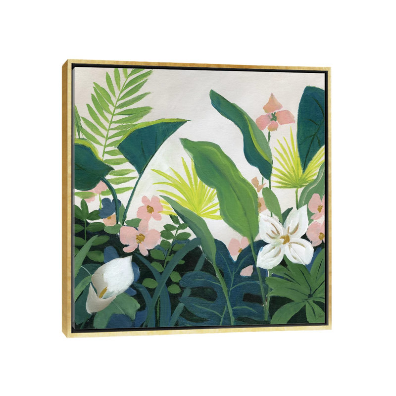 «Tropics» par Nan - reproduction imprimée, H 18 po x l 18 po x 1,5 po, Encadrement doré