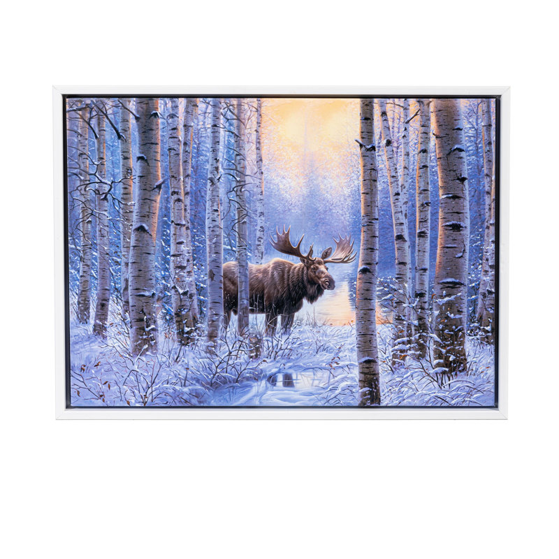 Décoration murale à DEL en bois avec cadre blanc