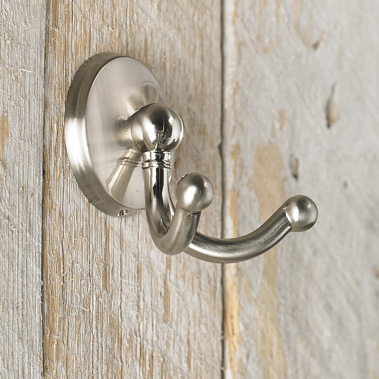 Transitional Metal Wall Hook, Brushed Nickel