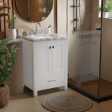 Aelish Avenue 24" Single Bathroom Vanity With Carrara White Marble Top