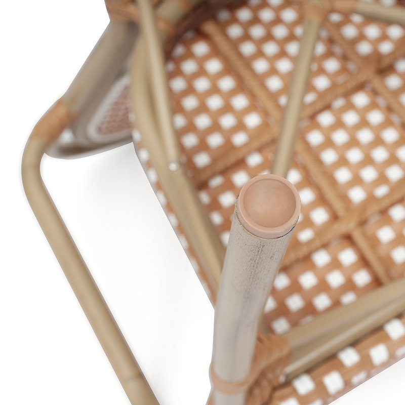 Connally All-Weather Commercial Stacking Paris Chair with Metal Frame, White/Tan/Light Natural