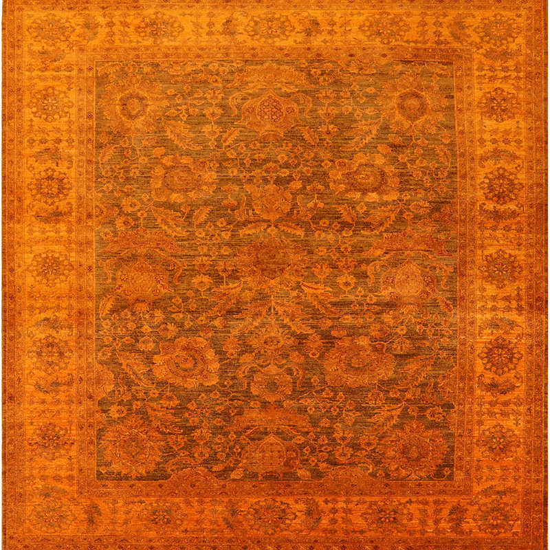 Tapis oriental orange Roo, Carré 8 pi