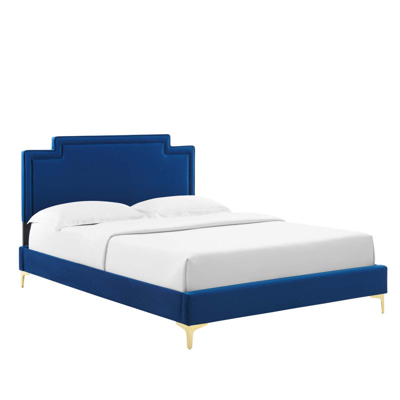 Lit en velours Liva Performance de Modway, Bleu marine, Double