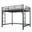 Grand lit mezzanine en métal avec échelle, garde-corps et rangement sous le lit, lit mezzanine peu encombrant en fer pour chambre à coucher, noir-825523415-825523400