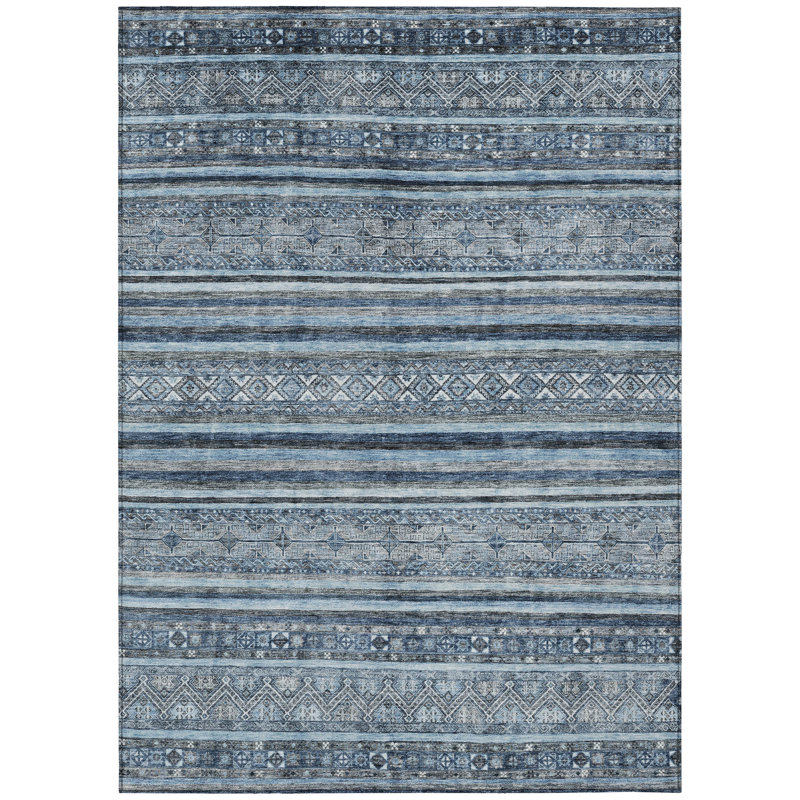 Tapis oriental lavable intérieur bleu 3 pi x 5 pi