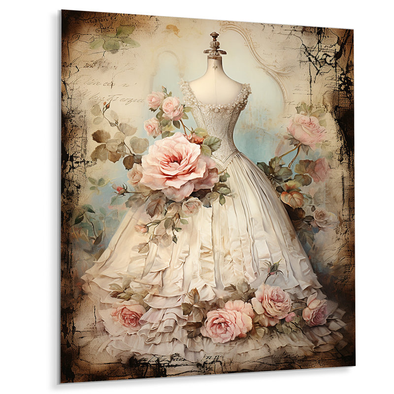 Vintage Fashion Dress Elegance II - Fashion Metal Wall Art, 40" H x 30" W x 1.5" D