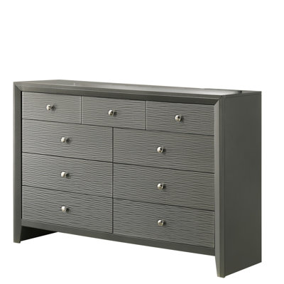 Meuble en bois 1 pièce contemporain à 9 tiroirs avec boutons ronds et commode pour chambre à coucher