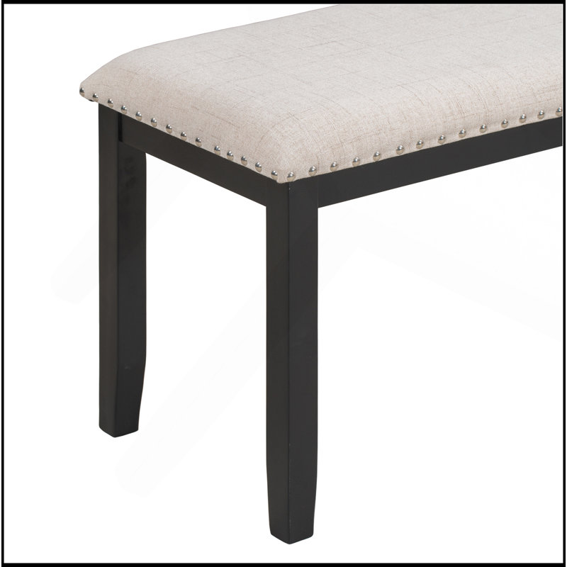 Table de salle à manger de style moderne 6 pièces avec 4 chaises et 1 banc, table avec placages en marbre et pieds en V (blanc)