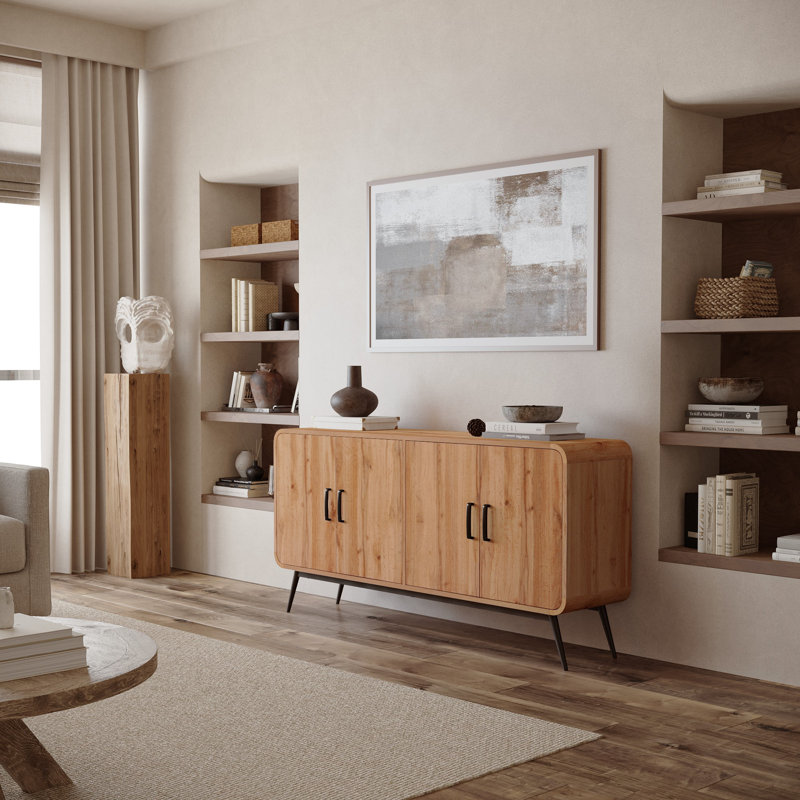 Randolph 4-Door Sideboard 63" Modern Buffet with Rounded Edges
