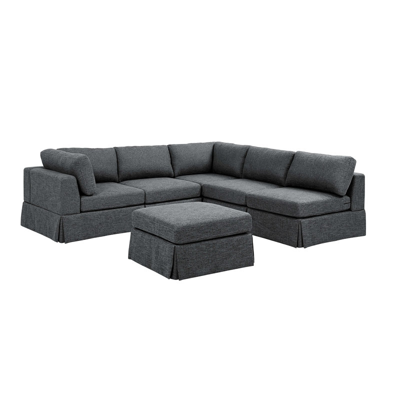 Canapé modulaire 6 pièces rembourré, Polyester gris