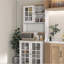 Armoire de rangement pour garde-manger de 72 po avec huche, grand comptoir, portes en verre et tablettes réglables, armoire à micro-ondes, armoire à café