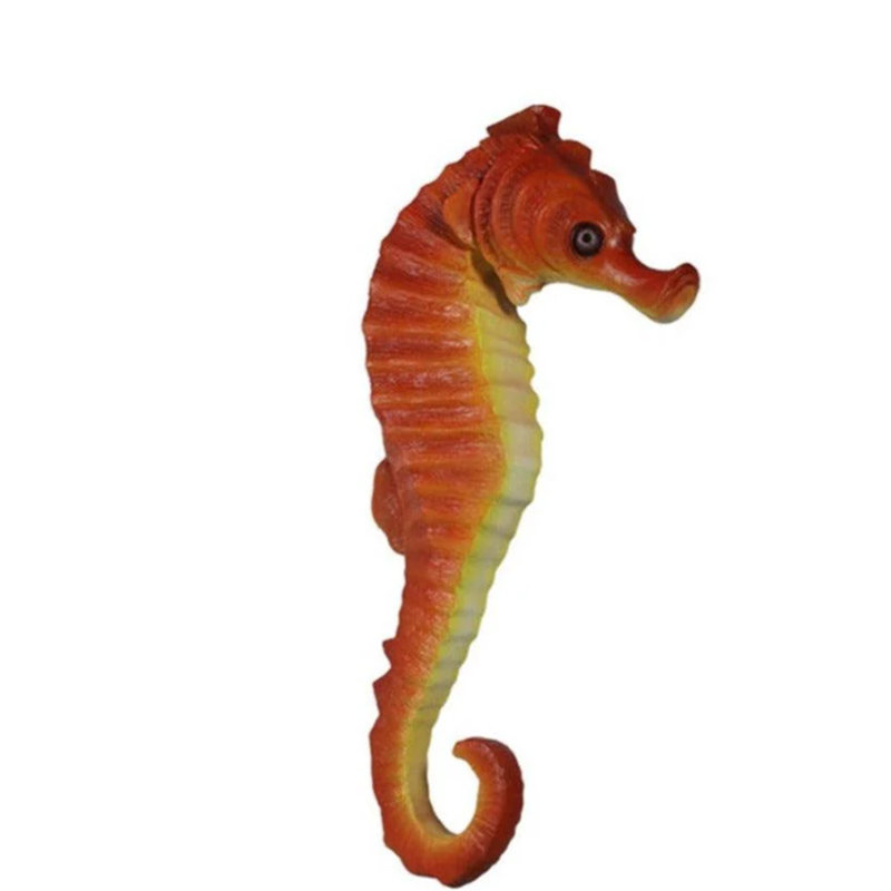 Statue hippocampe moyenne orange