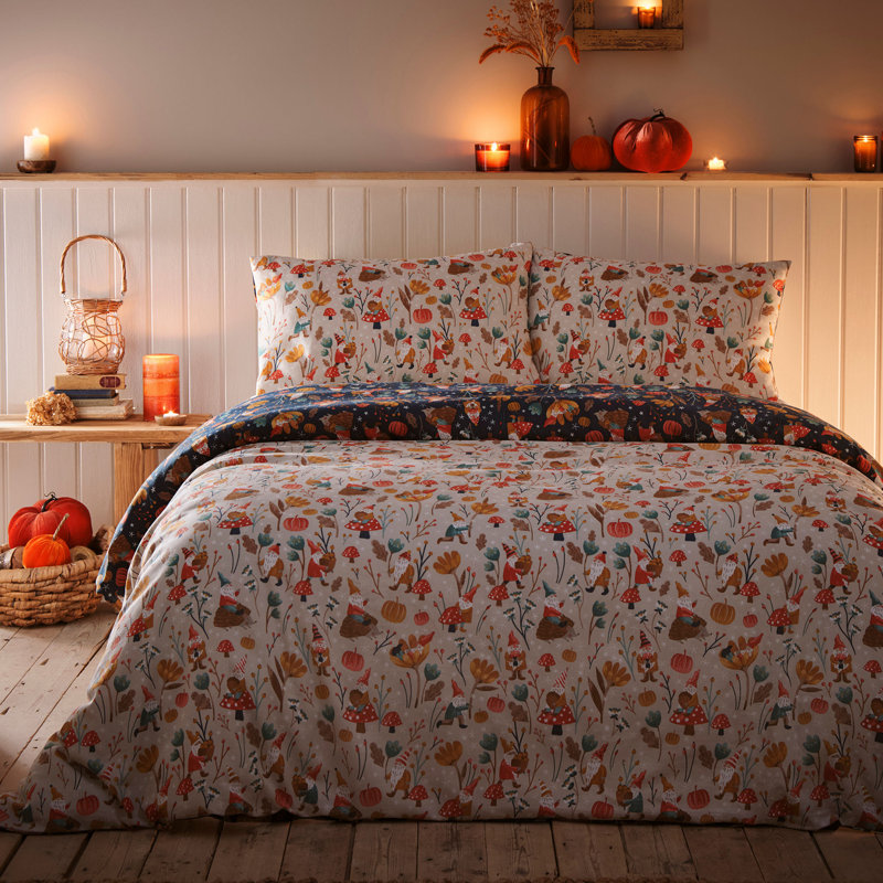 Gonks And Friends Polyester Floral Duvet Cover Set with Pillowcases Included, Double Duvet Cover + 2 Standard Pillowcases