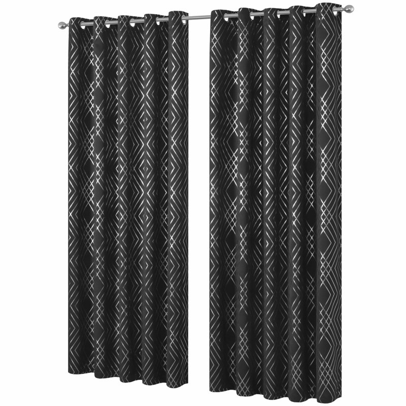 Blackout Curtain Panel Pair, Black, 183cm Width x 167cm Drop