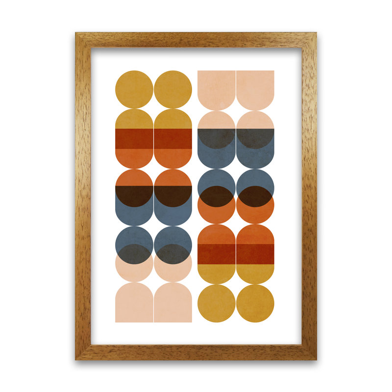 Mid Century Modern B Original - Print, Oak Frame, 42cm H x 30cm W x 3cm D