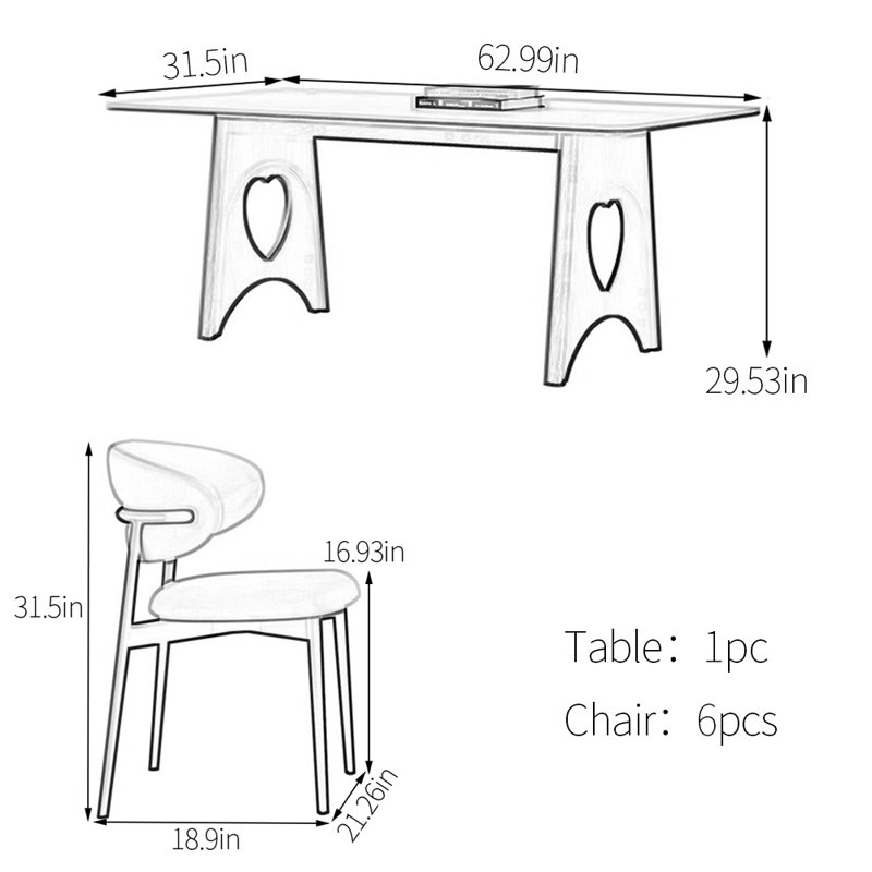White sintered stone solid wood dining table, 29.53"H x 62.99"L x 31.5"W