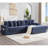 110.75" Modular L Shaped Sofa, Corduroy Fabric Sectional Couch,With A Movable Footstool, Cup Holders,Bring 8 Throw Pillows,Side Pocket,Unfold Into A Bed,Blue-801475380