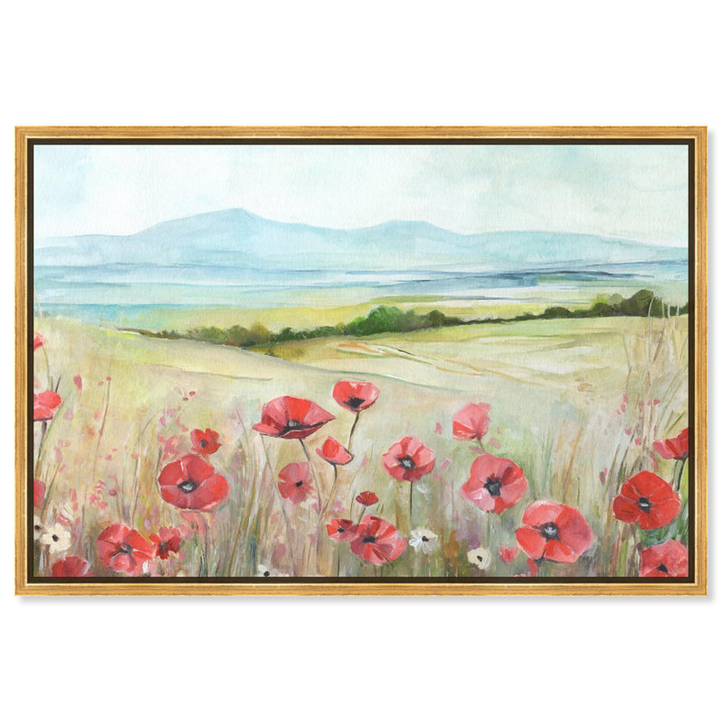 Toile «The Poppy Field» par Art Remedy, Doré, H 31 po x l 46 po, Cadre flottant