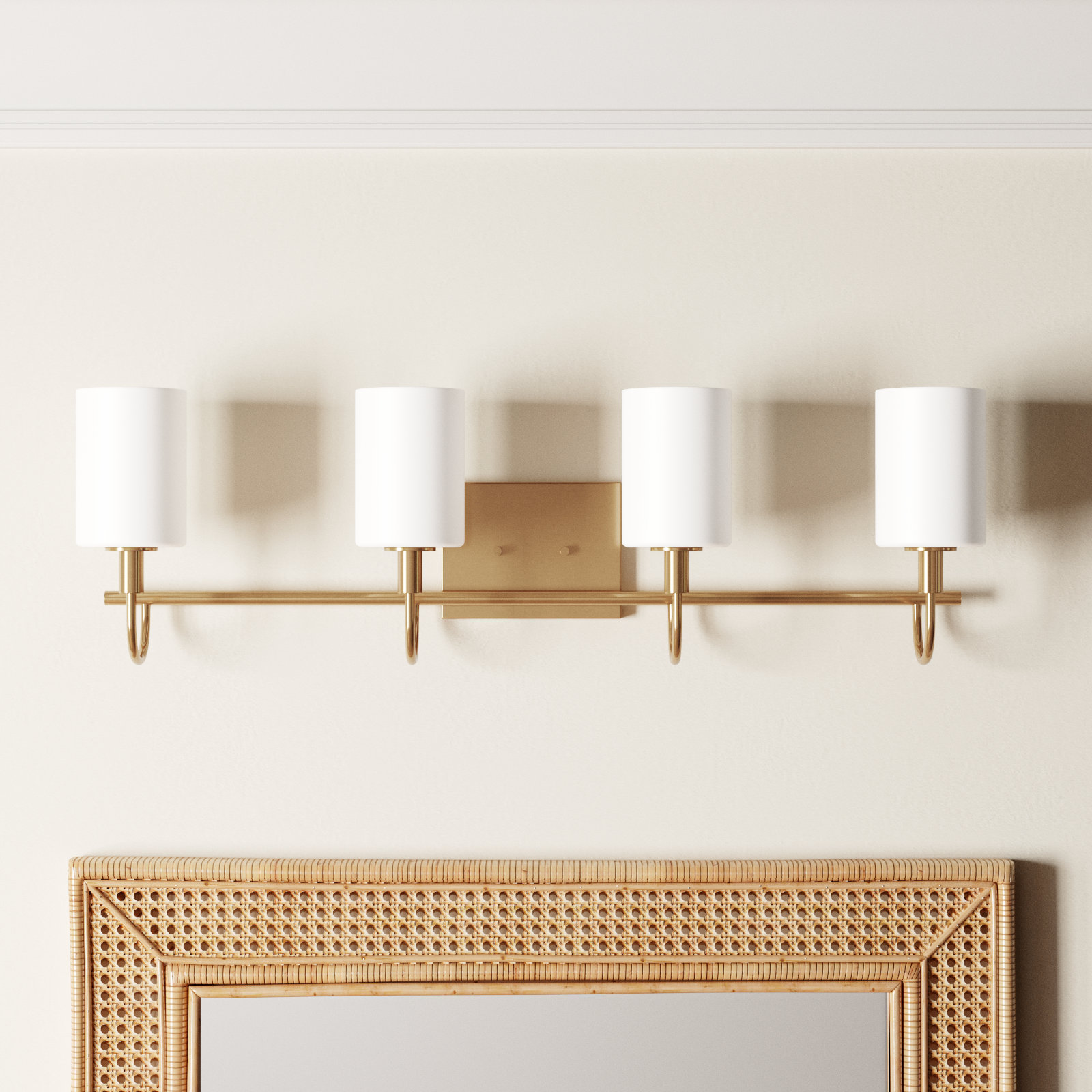Rowley 4-Light Dimmable Vanity Light, Satin Brass