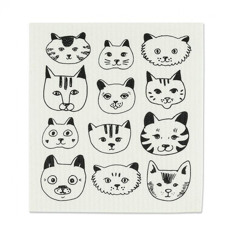 Set Of 2 Simple Cat Faces Dishcloth