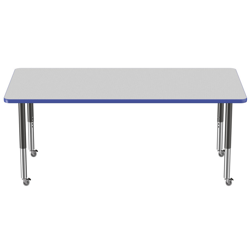 Rectangle T-Mould Adjustable Height Activity Table, 36" x 72", Grey/Blue/Black, Super
