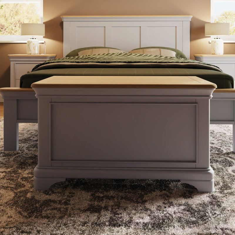 Joulon Ottoman Blanket Box. 91cm Wide. Solid Wood. Oak Top. Fully Assembled., Dove Grey