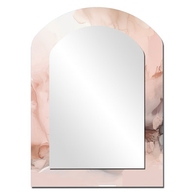 Pink Delicate Abstract Marble I - Marble Irregular Shape Unique Mirror, Pink Asymmetrical Large Wall Mirror, Printed Metal Art
