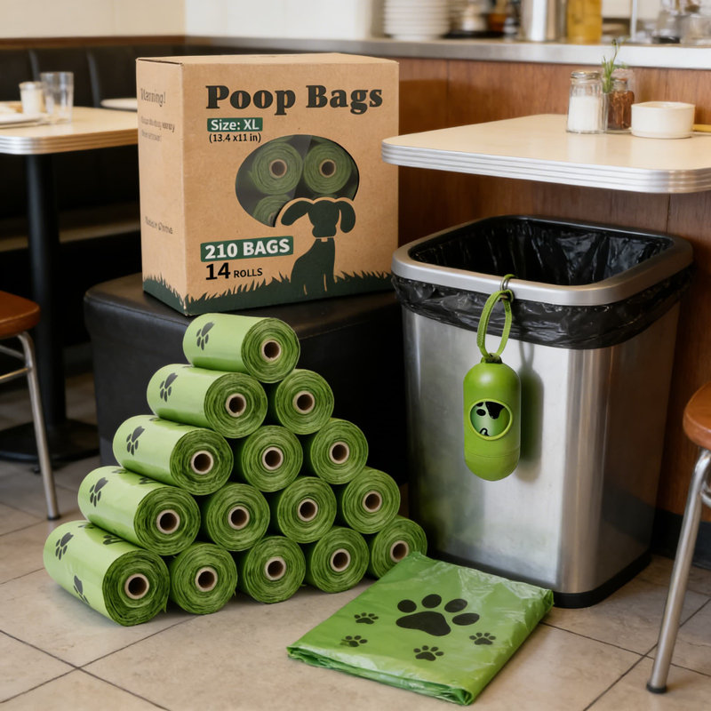 Extra Large Dog Poop Bags With Dispenser: 14 Rolls, 210 Count Leak-Proof And Unscented Waste Bags For Dogs - Durable And Eco-Friendly