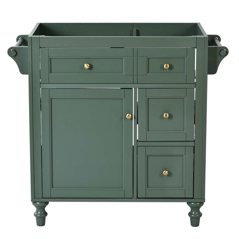 Bathroom Storage Cabinet With 2 Drawers And A Tip-Out Drawer, Accent Cabinet, Green