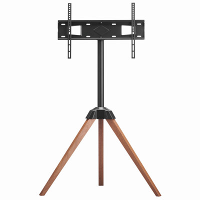 Meuble télé à trépied pour téléviseur à écran plat / incurvé de 40 à 65 po jusqu'à 99 lb, meuble télé portatif à rotation à gauche et à droite de 18 ° avec pieds en bois de chêne, pour chambre à coucher, salon, studio, MAX VESA 600 x 400 mm