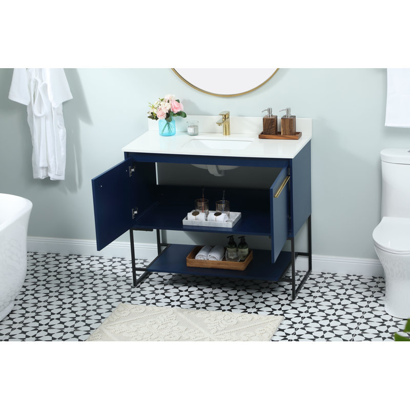 Ensemble de meuble-lavabo simple 40 po Rozell, Bleu