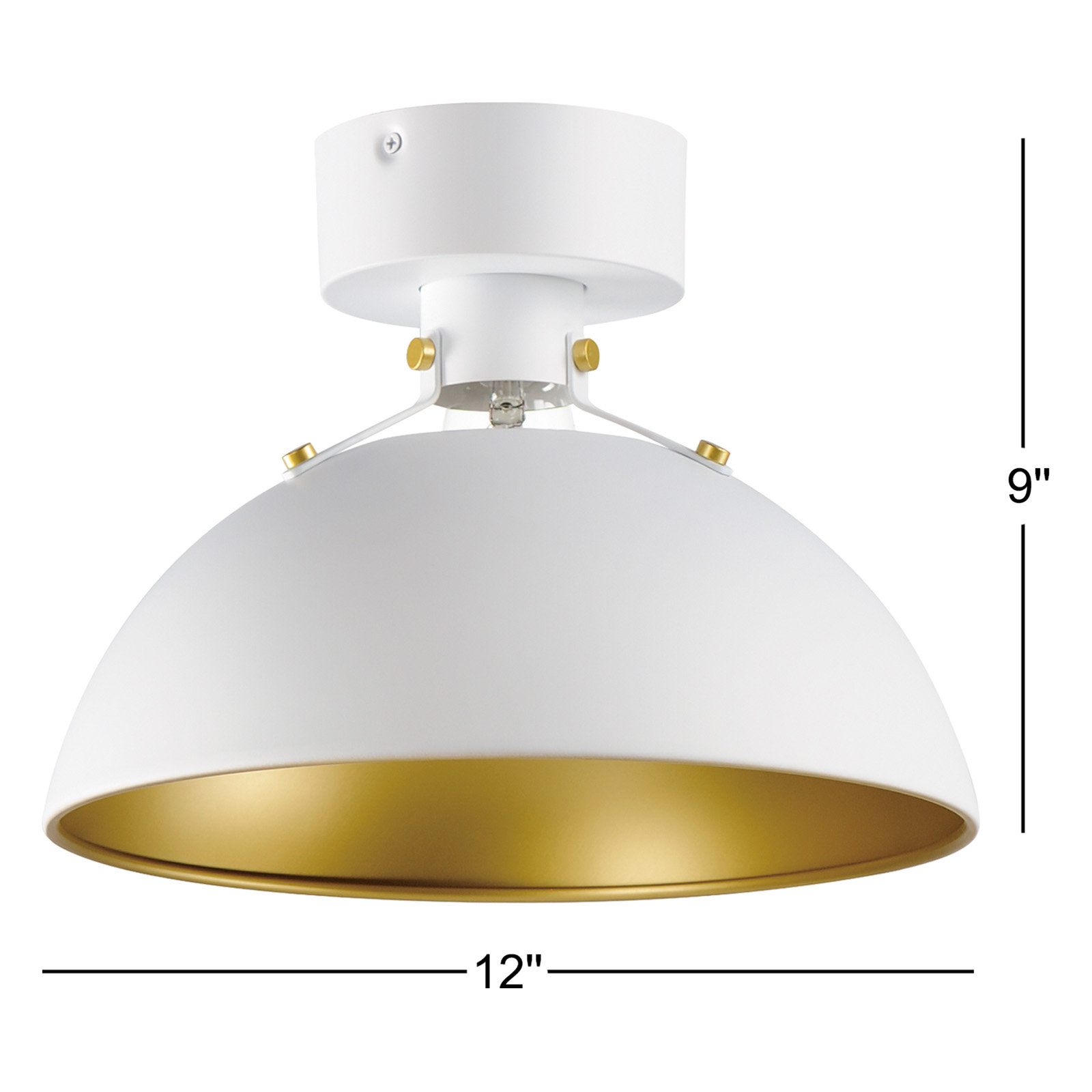 Argente Single Light Flushmount, White/Satin Brass