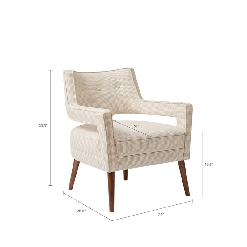 Cream Upholstered Birch Wood Accent Chair with Tapered Legs