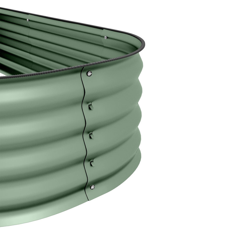 Outdoor metal raised planting box with safety edge, Green, 11.8" H x 59" W x 24.5" D