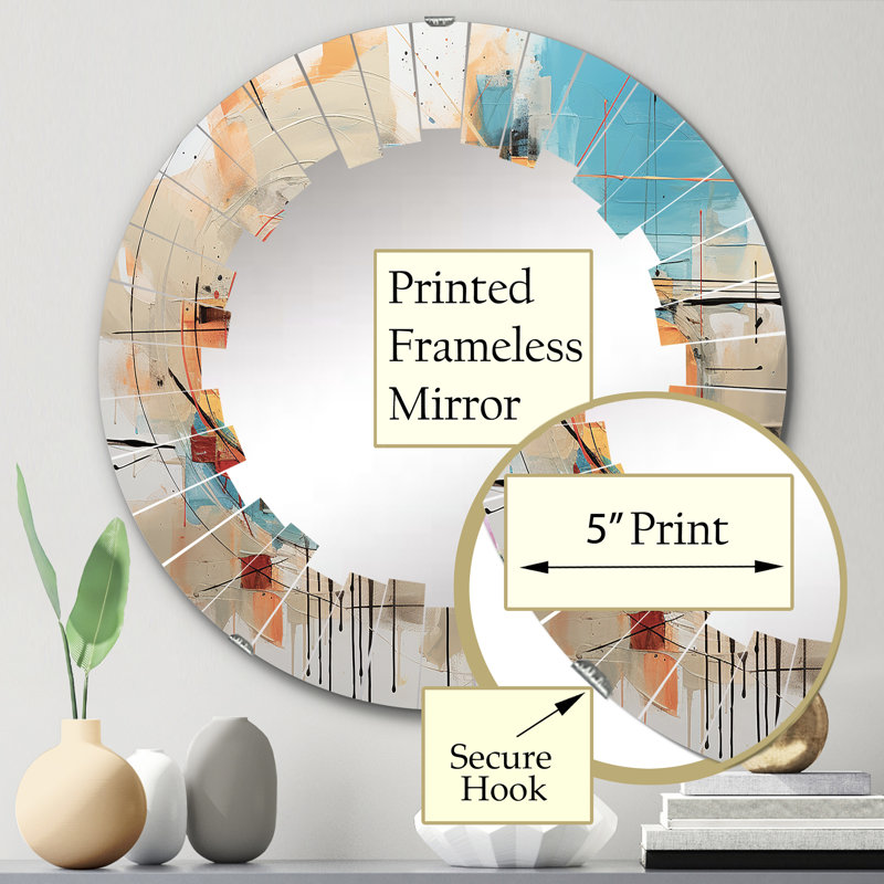 Midler - Miroir mural moderne rond, 24 po x 24 po