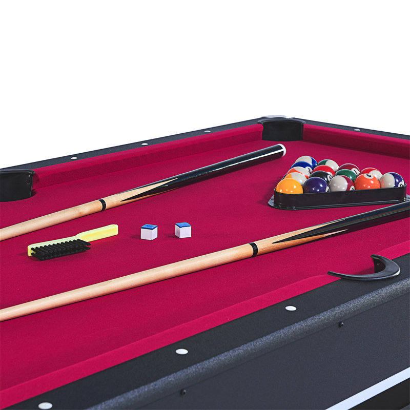 6-Ft Pool Table With Table Tennis Top - Black With Red Felt, Red
