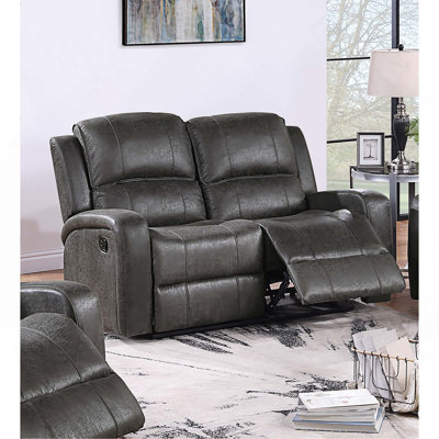 Ensemble de salon moderne 2 pièces 1 causeuse 1 fauteuil inclinable carré avec accoudoirs à dossier capitonné à la verticale avec finition fumée fumée Mobilier de salon principal