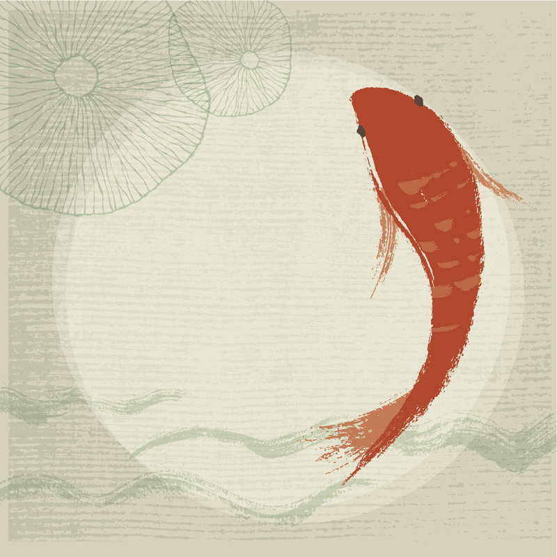«Marilyn Koi Fish & Waterlily» par Gelatoplus, impression sur toile tendue, H 12 po x l 12 po
