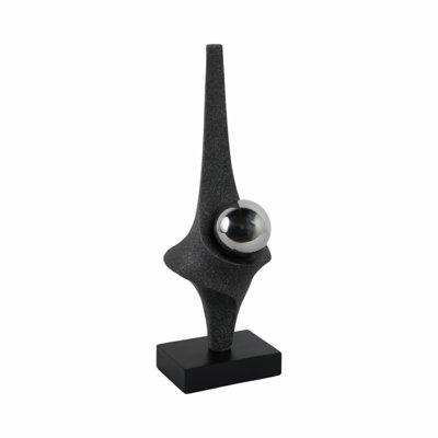 Sagebrook Home 18" Seraing Satuary With Stainless Steel Sphere