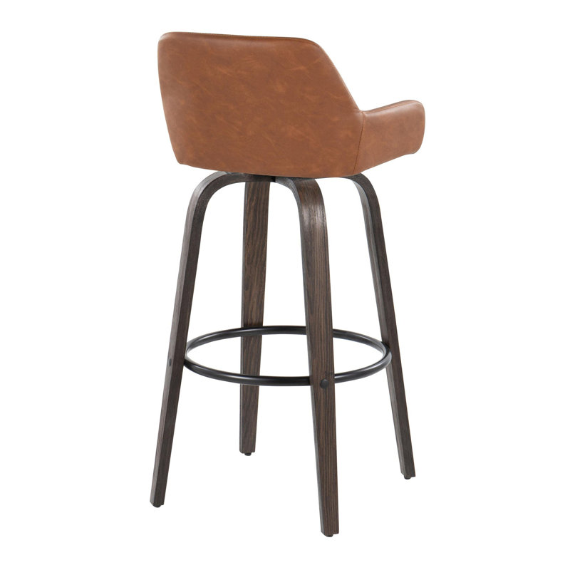 Contemporary Fixed-Height Barstool, Brown, Charcoal/Black
